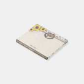 Rustieke hoefijzers jute lint zonnebloemen bruilof post-it® notes (Schuin)