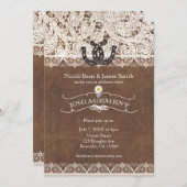 Rustieke Hoefijzers & Kant Country VERLOVING Kaart (Voorkant / Achterkant)