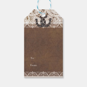 Rustieke Hoefijzers & Kant Land Bruiloft Gift Labe Cadeaulabel