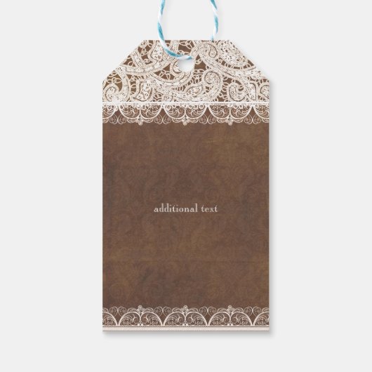 Rustieke Hoefijzers & Kant Land Bruiloft Gift Labe Cadeaulabel (Achterkant)