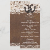 Rustieke Hoefijzers & Kant Land Western Menu Kaart (Voorkant / Achterkant)