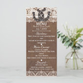 Rustieke Hoefijzers & Kant Land Western Menu Kaart (Staand voorkant)