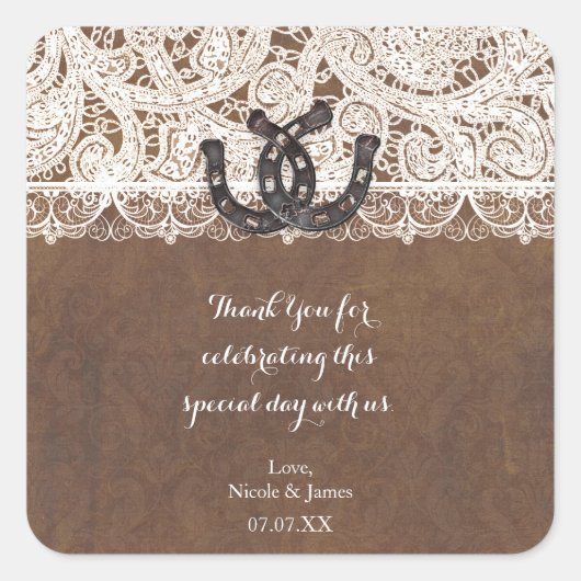 Rustieke Hoefijzers & Kant Land Westerne Stickers (Voorkant)