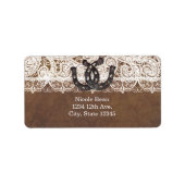 Rustieke Hoefijzers & kanten land bruiloft labels (Voorkant)