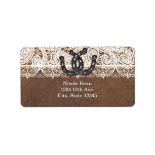 Rustieke Hoefijzers & kanten land bruiloft labels