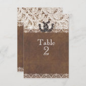 Rustieke Hoefijzers & Lace Country Tafelnummers (Voorkant / Achterkant)