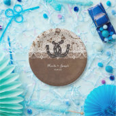 Rustieke Hoefijzers & Lace Country Wedding Borden Papieren Bordje (Feest)