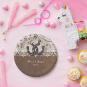 Rustieke Hoefijzers & Lace Country Wedding Borden Papieren Bordje (Feest)