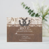 Rustieke Hoefijzers & Lace Country Wedding RSVP ka (Staand voorkant)