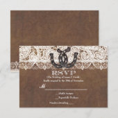 Rustieke Hoefijzers & Lace Country Wedding RSVP ka (Voorkant / Achterkant)