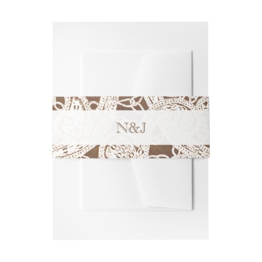 Rustieke Hoefijzers & Lace Country Wedding Uitnodigingen Wikkel (Voorkant Voorbeeld)