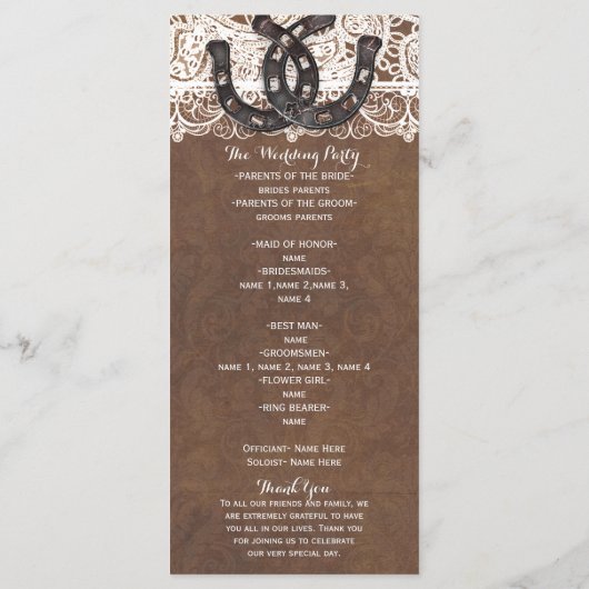 Rustieke Hoefijzers & Lace Land Western Programma Programmakaart (Achterkant)