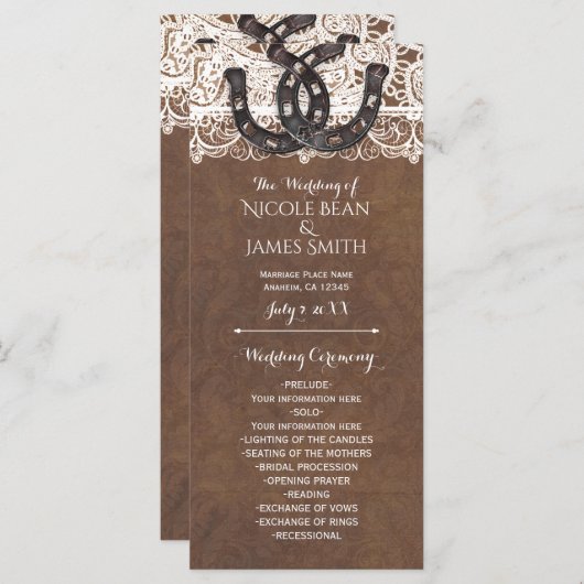 Rustieke Hoefijzers & Lace Land Western Programma Programmakaart (Voorkant / Achterkant)