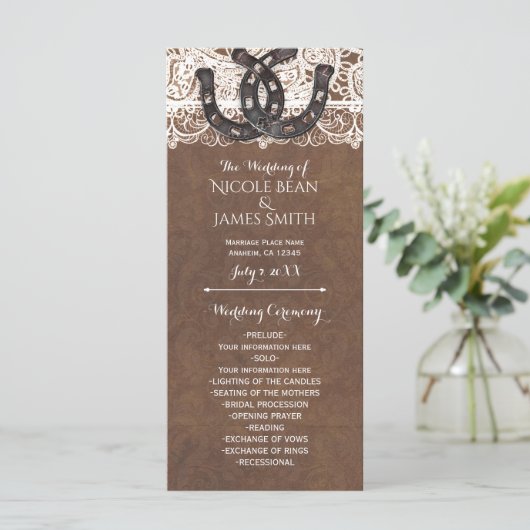 Rustieke Hoefijzers & Lace Land Western Programma Programmakaart (Staand voorkant)