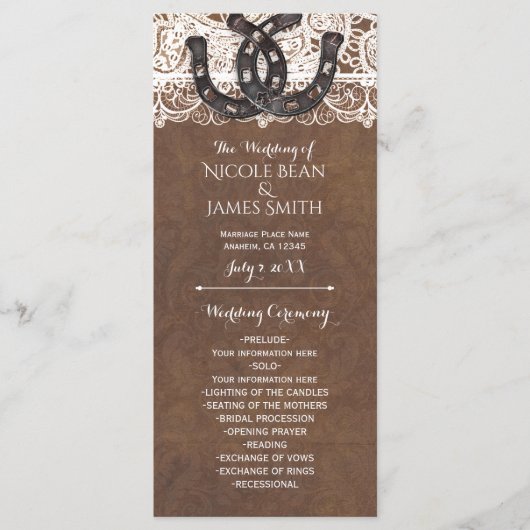 Rustieke Hoefijzers & Lace Land Western Programma Programmakaart (Voorkant)