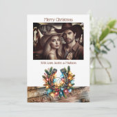 Rustieke Hoefijzers Land & Western Gepersonaliseer Feestdagenkaart (Staand voorkant)