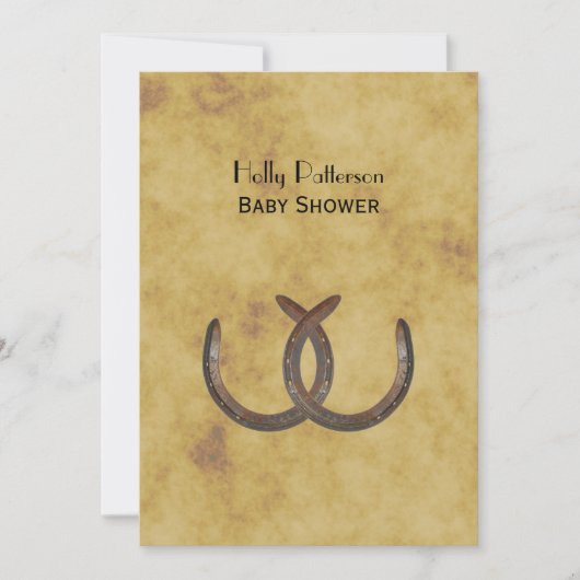 Rustieke Hoefijzers Noodlijdend BG V Baby shower Kaart (Voorkant)