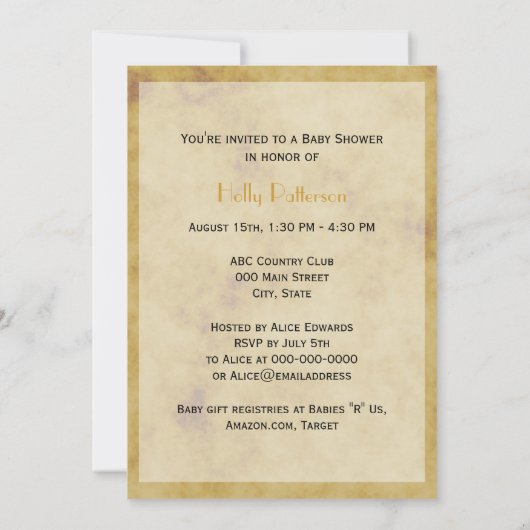 Rustieke Hoefijzers Noodlijdend BG V Baby shower Kaart (Achterkant)