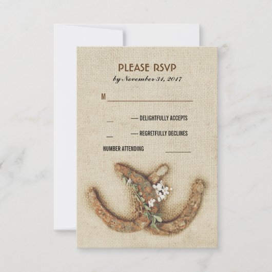 rustieke hoefijzers paar bruiloft RSVP kaart (Voorkant)