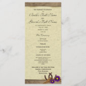 Rustieke Hoefijzers Paarse Daisy Wedding Program Programmakaart (Voorkant)