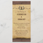 Rustieke Hoefijzers prikkeldraad bruiloft programm Programmakaart (Voorkant)