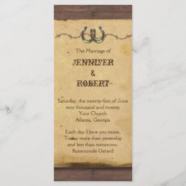 Rustieke Hoefijzers prikkeldraad bruiloft programm Programmakaart