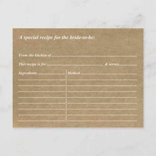 Rustieke Hoefijzers Vrijgezellenfeest Recept Kaart (Achterkant)