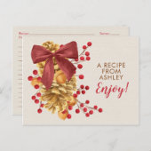 Rustieke Holly Acorn Xmas Christmas Recept Kaart (Voorkant / Achterkant)