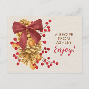 Rustieke Holly Acorn Xmas Christmas Recept Kaart