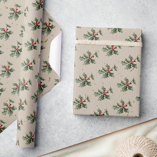  rustieke Holly Berry kerst Cadeaupapier