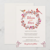 Rustieke Holly Berry krans vogels Kerst bruiloft Kaart (Voorkant / Achterkant)