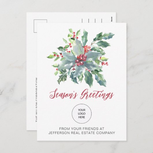 Rustieke Holly Elegant Kerst Feestdagen (Voorkant / Achterkant)