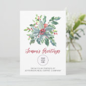 Rustieke Holly Elegant Kerst Feestdagen Feestdagenkaart (Staand voorkant)