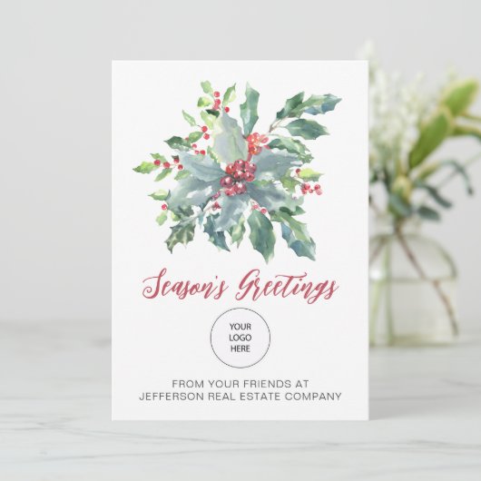 Rustieke Holly Elegant Kerst Feestdagen Feestdagenkaart (Staand voorkant)