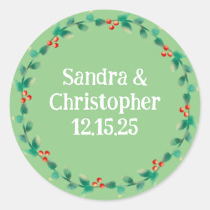 Rustieke Holly en Bessen Bloemkrans Ronde Sticker