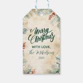 Rustieke Holly en Pine Kerstmis Cadeaulabel (Achterkant)