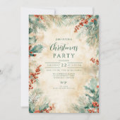 Rustieke Holly en Pine Kerstmis Kaart (Voorkant)