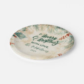 Rustieke Holly en Pine Kerstmis Papieren Bordje (Gekanteld)