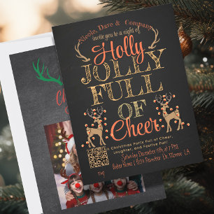 Rustieke Holly & Jolly Family Foto Kerstfeest Kaart