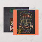 Rustieke Holly & Jolly Family Foto Kerstfeest Save The Date (Voorkant / Achterkant)