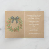 Rustieke Holly Krans Blauw Zwart Geruite Boog Feestdagen Kaart (Binnen)