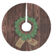 Rustieke Holly Krans Monogram Kerstboom Rok (Voorkant)