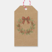 Rustieke Holly Krans Rood Zwart Geruite Boog Cadeaulabel (Achterkant)