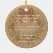 Rustieke Holly Krans Rood Zwart Geruite Boog Keramisch Ornament (Achterkant)