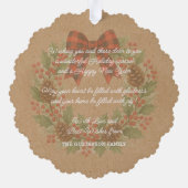 Rustieke Holly Krans Rood Zwart Geruite Boog Ornament Kaart (Achterkant)