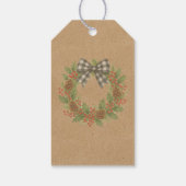 Rustieke Holly Krans Witte Zwarte Geruite Boog Cadeaulabel (Achterkant)