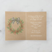 Rustieke Holly Krans Witte Zwarte Geruite Boog Feestdagen Kaart (Binnen)