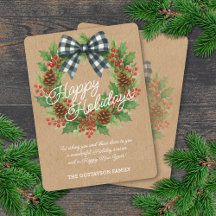 Rustieke Holly Krans Witte Zwarte Geruite Boog