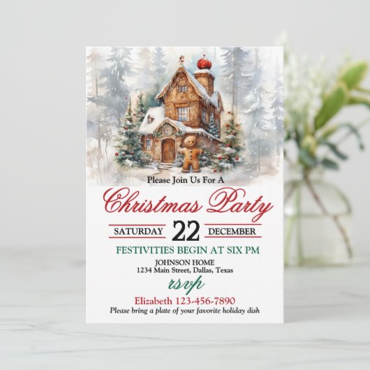 Rustieke Home Kerstfeest Uitnodiging (Staand voorkant)
