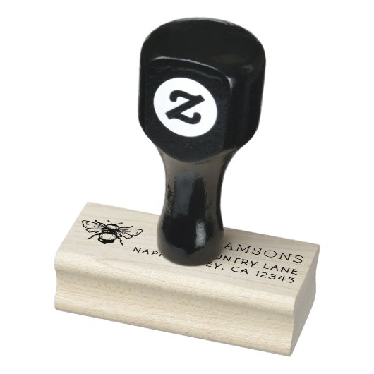 Rustieke hommel | Achternaam Retouradres Rubberstempel (Stempel)